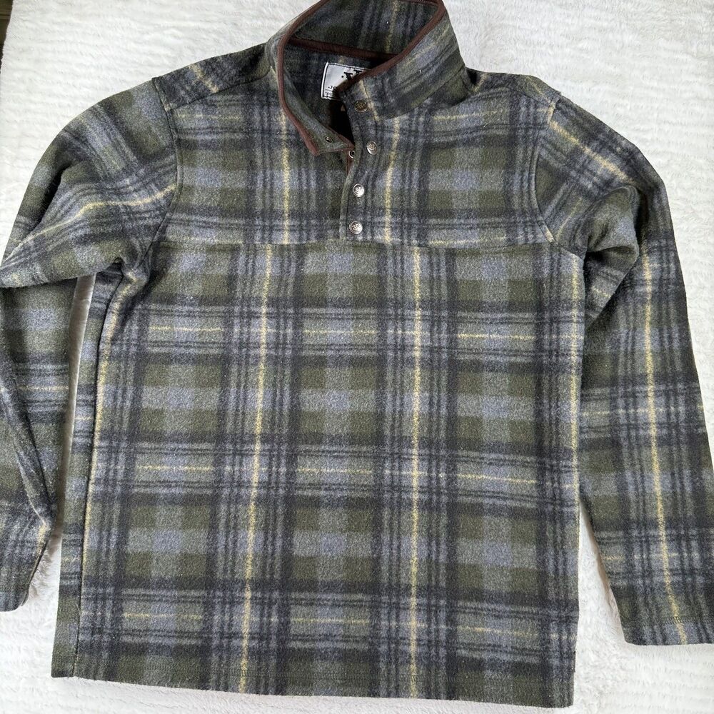 Vintage John Wayne Pullover Fleece Jacket Mens Medium Green Outdoor 90s Workwear